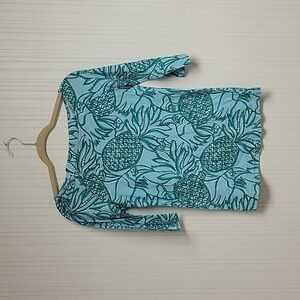 Lilly Pulitzer pineapple 3/4 sleeve top, women's medium cotton
